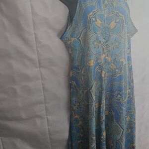 Elegant Blue and Gold Patterned Dress